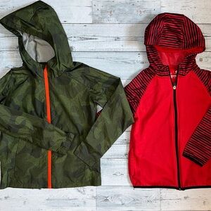 Boys set of 2 jackets- size 8- rain jacket and zip up hoodie
